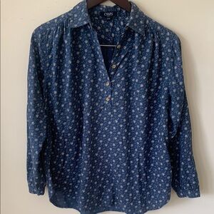 Chaps Blue Floral Blouse